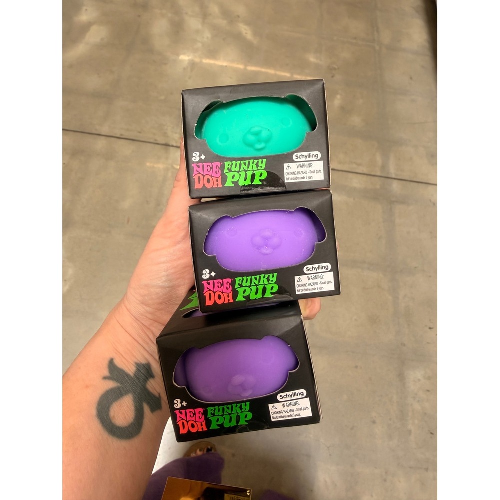 Schylling NeeDoh Funky Pup Squishy Fidget Toy Lot of 3 Teal Purple Stress Ball